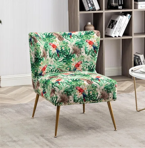 Container Furniture Direct Thia Silla decorativa sin brazos para sala de estar, elegante asiento con ribete de cabeza de clavo, patas de metal 06