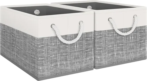 Miniatura 15 de Fab totes Contenedores de almacenamiento [2 unidades], cestas de almacenamiento plegables para organizar juguetes, libros, estantes, armario, caja