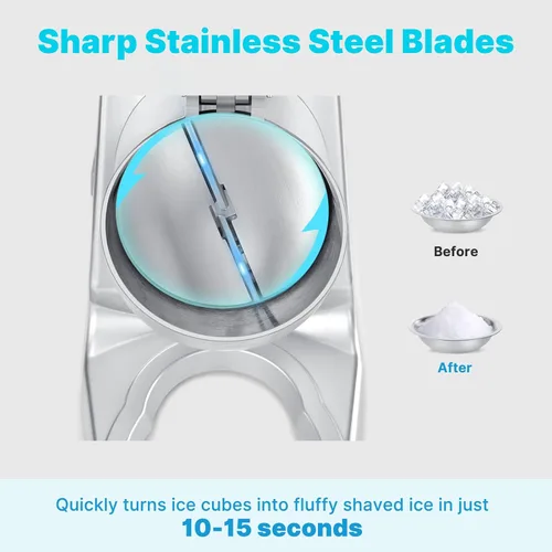Miniatura 6 de Máquina de afeitar de hielo portátil inalámbrica, 178 libras/h de doble hoja y una sola batería Máquina trituradora de hielo a batería de 180 W