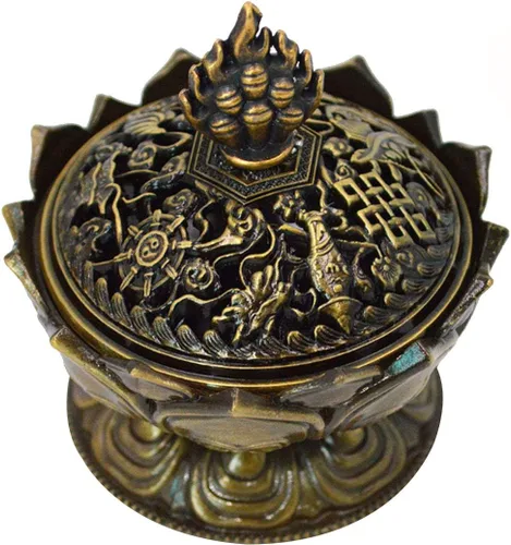 Buddha Lotus Flower Zinc Aleación Metal Incienso Quemador Incienso Titular Incienso Incienso para palo/Cono/Pequeña Bobina Incienso
