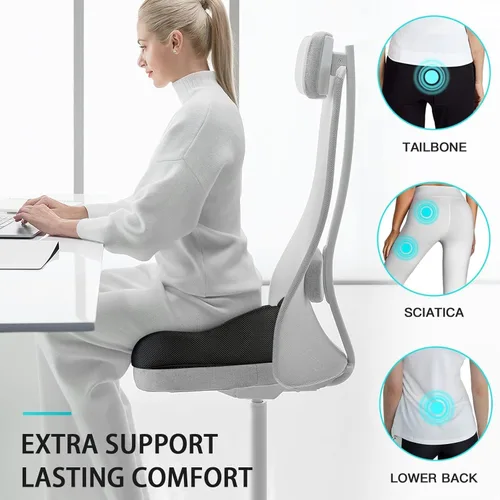 Miniatura 3 de Benazcap Cojín de Asiento con Memoria Extra Grande para Silla de Oficina Alivio de Presión Ciática y Alivio del Dolor de Coxis Almohadilla de Cóccix