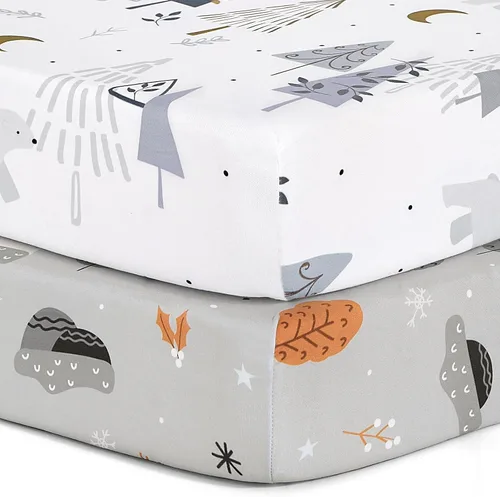 Miniatura 43 de Pack n Play Sheets, BROLEX 2 Pack Mini Crib Sheets,Stretchy Portable Fitted Playard Sheet Set, Convertible Playard Mattress Cover,Ultra Soft