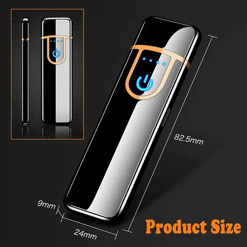 Miniatura 2 de Encendedor electrónico recargable por USB, mini pantalla táctil creativa, pantalla LED, resistente al viento, sin llama con cable de carga, silencio