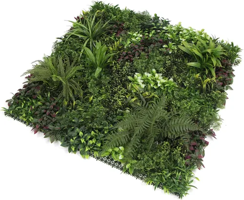 Miniatura 7 de ULAND Paneles de pared de plantas artificiales, 1 pieza de 40 x 40 pulgadas, decoración de fondo de pared de césped verde, hojas de hiedra