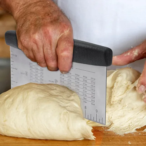 Miniatura 6 de HULISEN Raspador de banco grande para hornear, rascador de masa de 10 pulgadas con escala de medición, raspador de pasteles de acero inoxidable