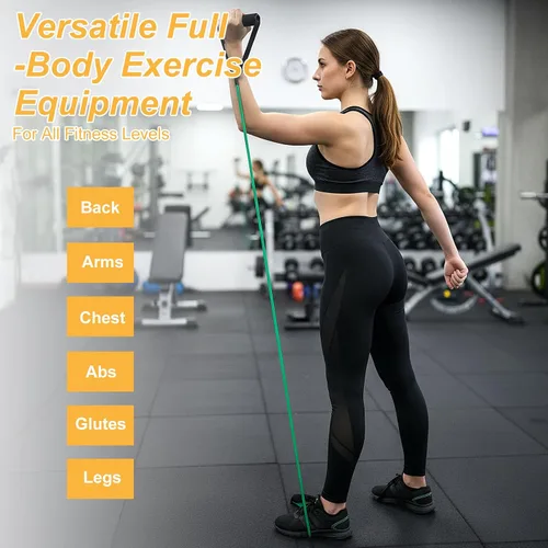 Miniatura 4 de 10 bandas de resistencia para ejercicio con asas, tubo de resistencia física, bandas de entrenamiento con anclaje de puerta para hombres y mujeres