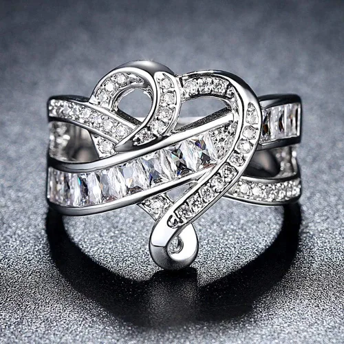 Miniatura 96 de Narica Anillo de 21 piedras chapadas en plata, apilables, corte redondo, zafiro azul, circonita cúbica, relleno de circonita cúbica, halo