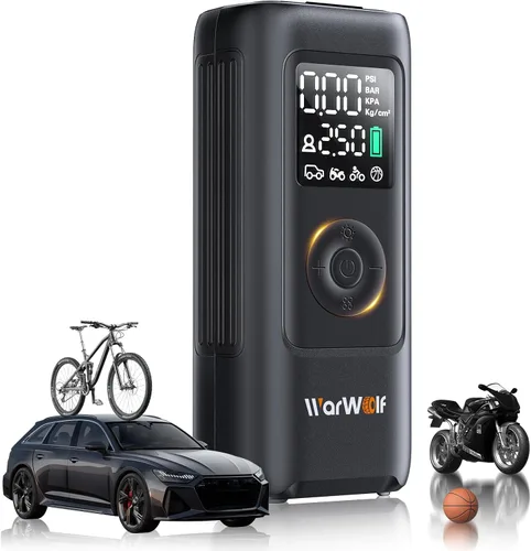 WARWOLF Inflador de neumáticos de 160 PSI, compresor de aire portátil, bomba de aire para neumáticos de automóvil con medidor de presión, doble