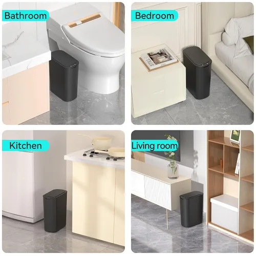 Miniatura 8 de Botes de Basura de 5 Galones con Sensor de Movimiento para Baño, Botes de Basura Automáticos con Tapa, sin Contacto, Inteligentes, Delgados