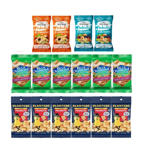 Miniatura 2 de Paquetes Individuales de Nueces - Aperitivos Saludables para Adultos que Incluyen Almendras Crudas, Pistachos con Cáscara, Semillas de Girasol