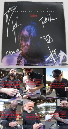 Miniatura 2 de Slipknot banda de metal firmado autografiado 12X12 álbum foto, prueba, estrella