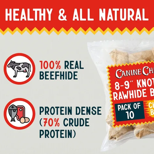 Miniatura 4 de Canine Chews Hueso de cuero crudo extra grande de 8-9 pulgadas para perros grandes, masticadores agresivos, paquete de 10 (sabor a pollo)