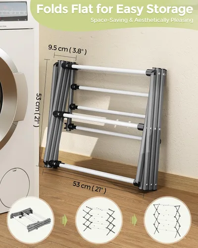 Miniatura 4 de APEXCHASER Estante de Secado de Ropa, Perchero Plegable para Ropa, Estante de Secado de Lavandería Expandible, Pequeño Perchero para Ropa de Bebé