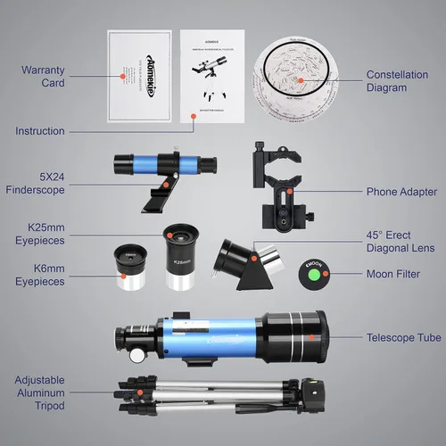 Miniatura 7 de AOMEKIE 40070 Telescopios para principiantes y adultos de Astronomía Telescopios astronómicos de 2.756 in con trípode ajustable K6 y K25 oculares
