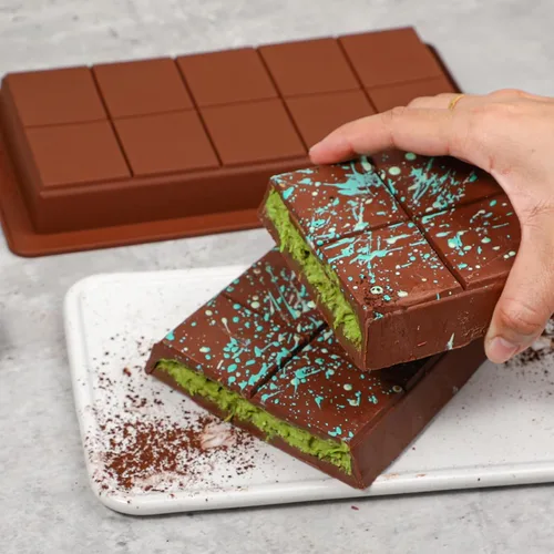 Miniatura 3 de Webake The Original - Moldes de barra de chocolate profundo, 2 unidades, moldes de barra de chocolate Dubai de silicona platino de 1 pulgada