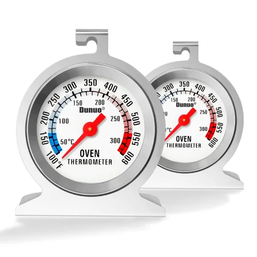 Paquete de 2 termómetros de horno para horno de gas/eléctrico, medidor de temperatura de ahumador de 122.0-572.0 °F/100-600°F con acero inoxidable