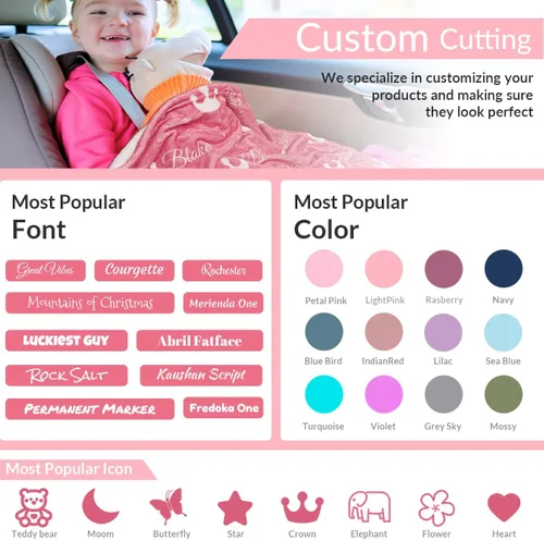 Miniatura 3 de Mantas de bebé personalizadas para niñas con nombre - Mantas suaves para bebé recién nacido - Mantas personalizadas (30-40 pulgadas)