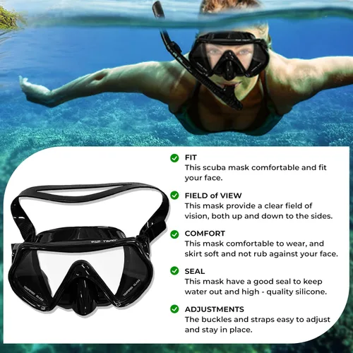 Miniatura 5 de Blue Planet Juego de esnórquel seco y máscara de buceo, equipo de esnórquel para adultos, máscara de esnórquel antivaho - Máscara de buceo