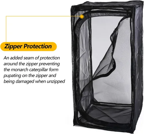 Miniatura 3 de Hábitat de mariposa monarca resistente de 30 pulgadas, jaula de malla para insectos plegable al aire libre con protección de cremallera y parte