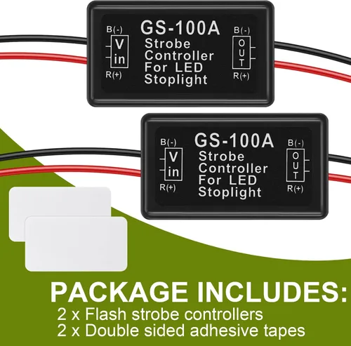 Miniatura 5 de Frienda 2 piezas de luz de freno intermitente estroboscópica luz trasera LED módulo flash estroboscópico controlador para motocicletas, coches