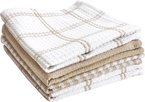T-Fal Paños de Cocina Premium con Textura de Waffle: Altamente Absorbentes, Súper Suaves y Duraderos - 100% Algodón, 12"x13" Toalla de Cocina Plana