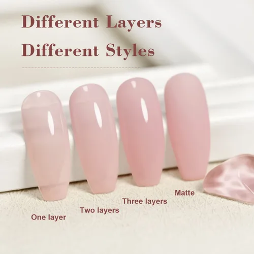 Miniatura 7 de RARJSM - Esmalte de uñas en gel, color rosa cremoso, tono de piel neutro translúcido, 15 ml, requiere secado con lámpara UV o LED, manicura francesa