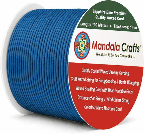 Miniatura 96 de Cuerda Mandala Crafts 0.03 pulgadas 109 yardas para hacer joyería, artesanía, macramé, cuerda de algodón encerado Negro