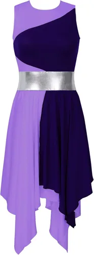 Miniatura 139 de easyforever Vestido de baile sin mangas con bloques de color para mujer, alabanza litúrgica, ropa de baile lírico, vestido de bata de adoración