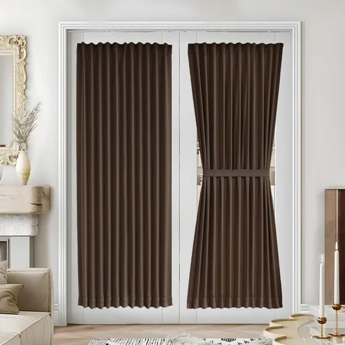Miniatura 16 de Vatge - Cortinas autoadhesivas para puerta francesa, tratamiento de ventana con filtro de luz sin varillas ni perforaciones para puertas de cristal
