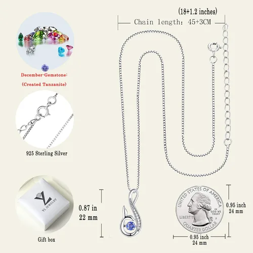 Miniatura 6 de YL Collar de sirena de plata de ley con colgante de delfín y circonita cúbica