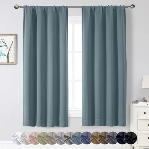 Miniatura 195 de Cortinas opacas para dormitorio, sala de estar, juego de 2 paneles de 54 pulgadas de largo, cortinas de oscurecimiento de habitación con aislamiento