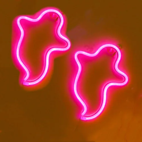 Miniatura 6 de Letreros LED de neón de fantasma, lámpara de noche decorativa de terror, funciona con pilas, luces góticas inalámbricas, decoraciones de Halloween