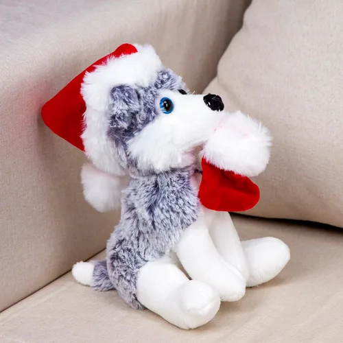 Miniatura 3 de Plushland Pawpal de Navidad con sombrero de Papá Noel, animales de peluche, marioneta de peluche de 8 pulgadas para niños, un regalo perfecto