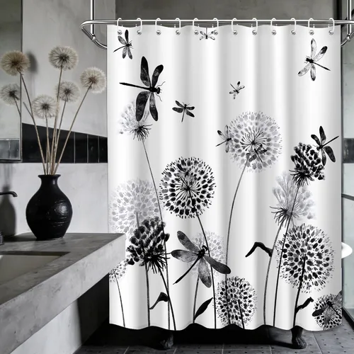 Miniatura 36 de Cortina de ducha floral para primavera y verano, flores silvestres, flores y mariposas, decoración de baño, tela impermeable con ganchos, 70