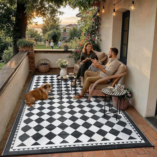 Miniatura 58 de HUGEAR Alfombra para RV Exterior Tapete Impermeable Alfombras para Exteriores 9'x12' para Patios Liquidación Alfombra Exterior Alfombras de Camping
