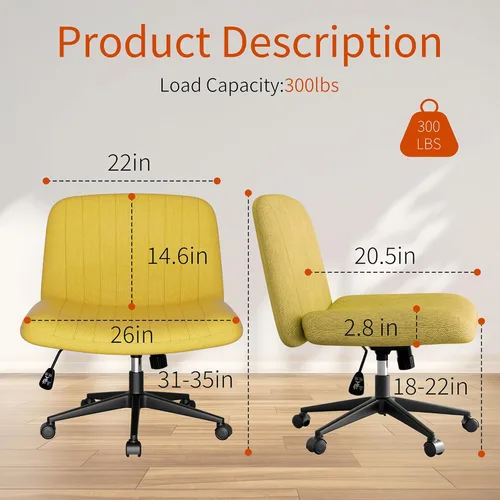 Miniatura 2 de Silla cruzada con ruedas, silla de oficina con patas cruzadas, sillas de oficina sin brazos, sillas de oficina giratorias de tela inclinable