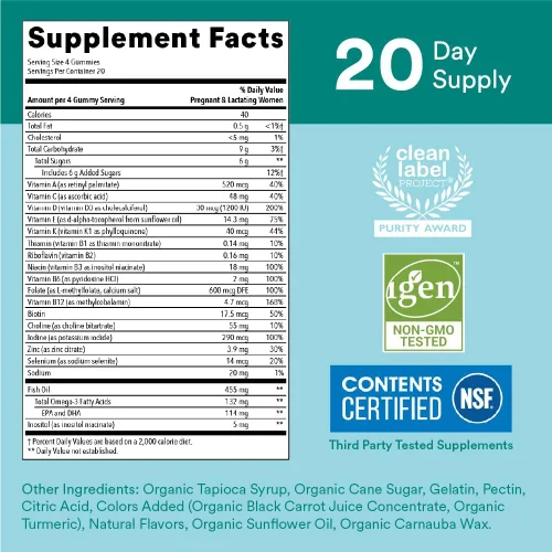 Miniatura 4 de SmartyPants Vitaminas prenatales para mujeres, gomitas multivitamínicas: aceite de pescado Omega 3 (EPA/DHA), biotina, metilfolato, vitamina D3, C