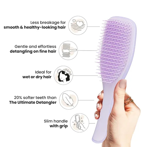 Miniatura 4 de Tangle Teezer Cepillo desenredante fino y frágil para cabello teñido, fino y fino, dientes flexibles suaves de dos niveles que reducen la rotura