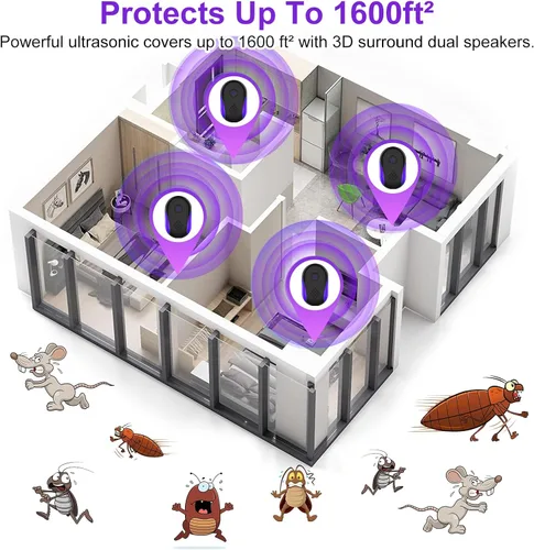 Miniatura 6 de Repelet ultrasónico actualizado 2024, paquete de 6 unidades, ultrasónico y repelente de interiores para cucarachas, roedores, ratones, insectos