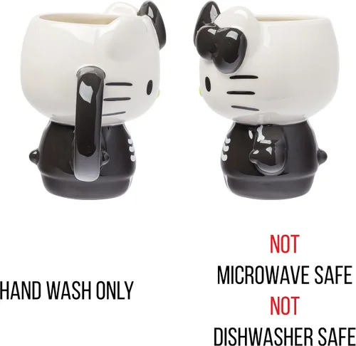 Miniatura 4 de Silver Buffalo Sanrio - Taza de cerámica esculpida en 3D con diseño de esqueleto de Hello Kitty para Halloween, 20 onzas Disfraz de esqueleto
