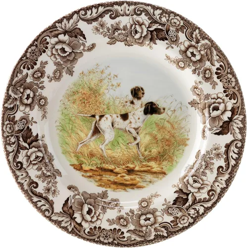 Miniatura 10 de Plato de cena Spode Woodland Red Grouse - 10.5" de loza fina, borde con flores británicas, diseño rústico de animales de caza fabricado