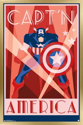 Miniatura 12 de Trends International Marvel Comics - Póster de pared Art Deco del Capitán América, 22.375 x 34 pulgadas, versión premium sin marco