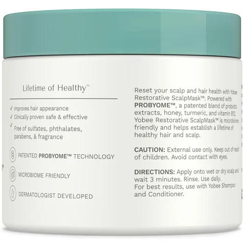 Miniatura 7 de Yobee Mascarilla restauradora para el cuero cabelludo – Tratamiento del cuero cabelludo seco – Extractos probióticos, miel orgánica, cúrcuma, Adultos