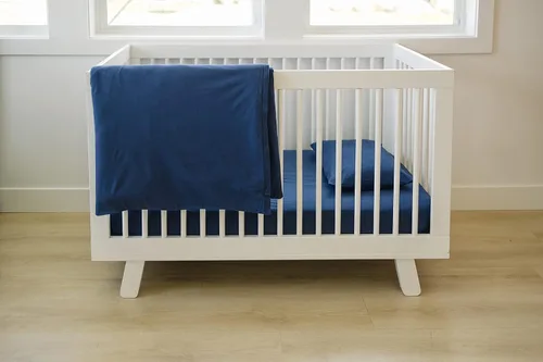 Miniatura 3 de Ecolino Sábana bajera ajustable para cuna, 100% algodón orgánico, para niños y niñas. Se adapta a colchones estándar para cuna y niños pequeños, Azul