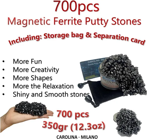 Miniatura 2 de 700 piezas de masilla de ferrita de cangrejos negros para adultos, piedras de ferrita para adultos, juguete de escritorio de oficina, cuentas