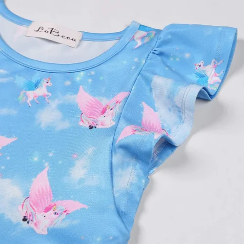 Miniatura 6 de LaBeca Vestidos de Niñas Sin Mangas de Manga Larga para Niñas Pequeñas y Grandes Unicornio Sirena Vestidos Casuales