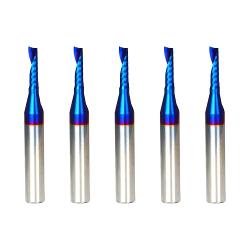 Miniatura 7 de Fresa de extremo CNC de carburo sólido de corte de 1/4 pulgadas de diámetro de corte simple 0 flauta espiral Router Bit para acrílico PVC Ruhi UO131