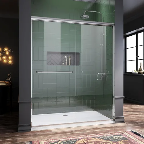 Miniatura 21 de Puerta de regadera corrediza semi-sin marco ELEGANT 60 pulgadas de ancho x 72 pulgadas de alto, puerta de regadera para baño con vidrio transparente