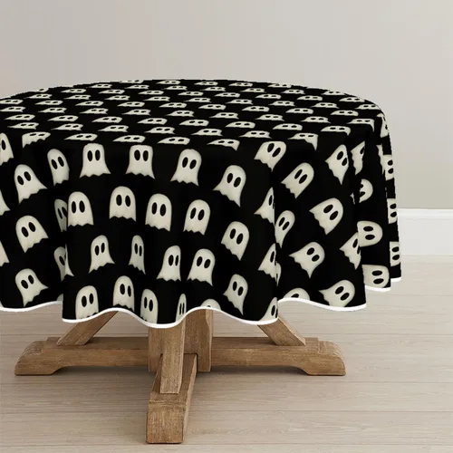 Miniatura 9 de Horaldaily Mantel rectangular de Halloween de 60 x 120 pulgadas, lindo fantasma rosa, lavable, para decoración de fiestas, pícnic, cenas
