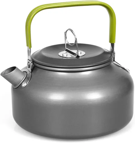 LIXADA Hervidor de camping 0.8L/1.2L/1.6L para agua hirviendo, tetera de té tetera de aleación de aluminio con mango de silicona bolsa de transporte